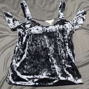 Lauren Conrad Top size XS blue crush Velvet off shoulder